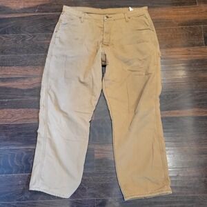 WRANGLER KHAKI FLEECE LINED CARGO PANTS RELAXED FIT MEN'S 36X32 Workwear Outdoor